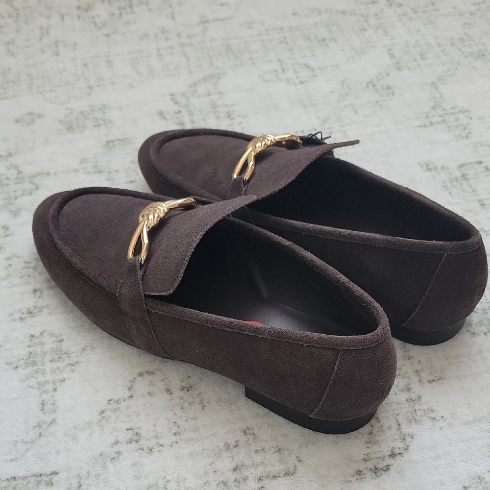 Tahari Dark Brown Loafers with Gold Accent - Picture 9 of 11